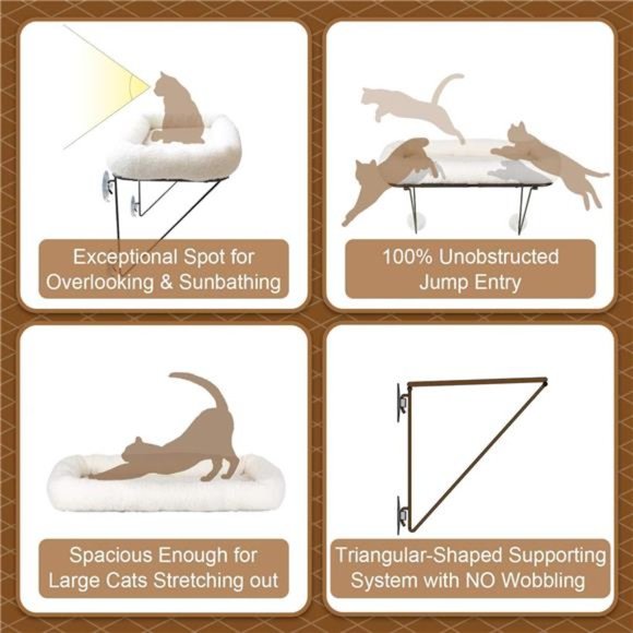 Cat Window Perch-100%Metal Supported from BelowComes with Warm Spacious Pet Bed - Picture 5 of 6